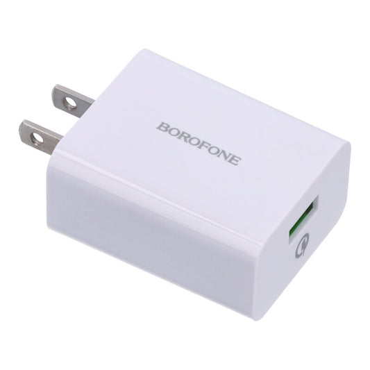 Cargador de Carga Rapida color Blanco BOROFONE 18W BA21 USB QC3.0