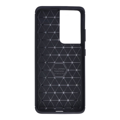 Funda de TPU antichoque con textura cepillada de fibra de carbono para Samsung S21 Ultra, Negro.