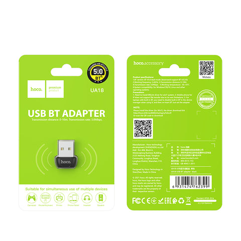 USB Bluetooth Transmisor color negro HOCO UA18