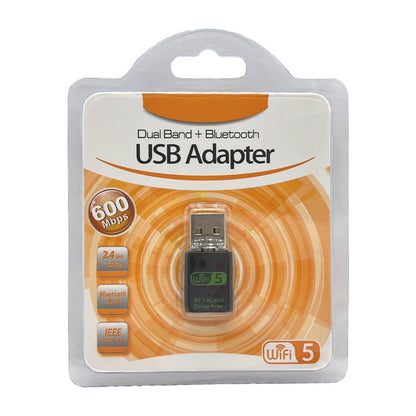 Tarjeta de red inalámbrica USB de doble banda de 600 Mbps, adaptador WiFi 5 con Bluetooth 4.2.