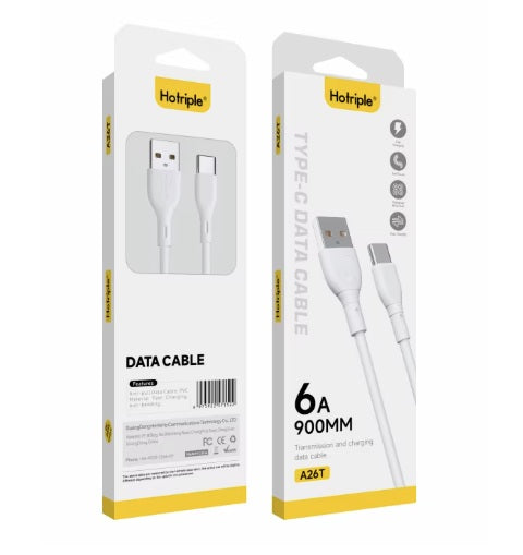 Cable USB tipo C, Carga rápida, datos, PVC 6A / A26T