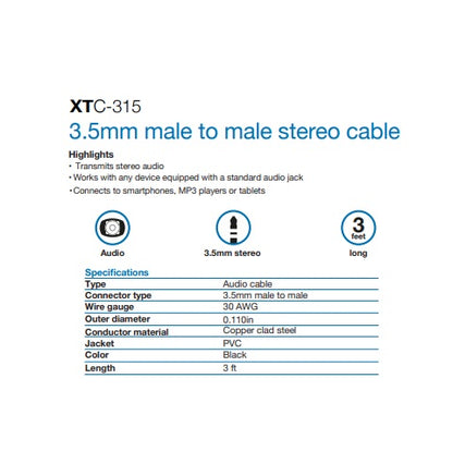 Cable auxiliar para audio, de 3,5mm XTC315 XTECH