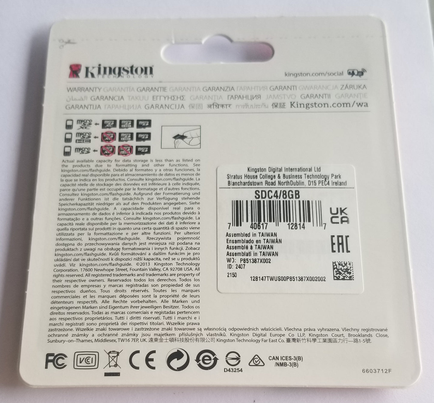 Memoria Micro SD Kingston 8 GB