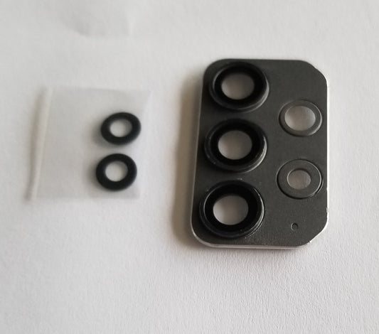 Vidrio lente y Cover anillo Samsung A72 |Color Negro